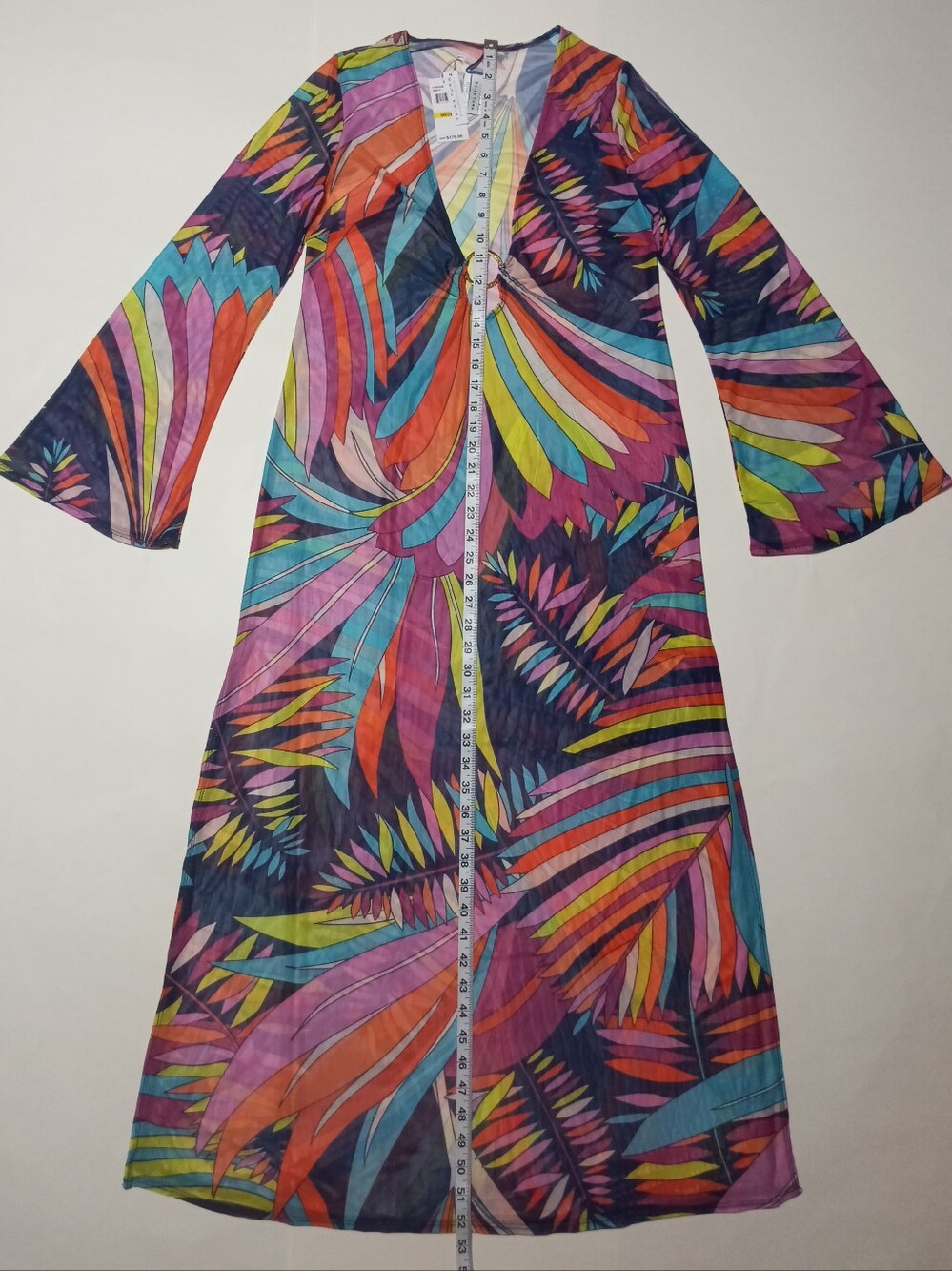 Trina Turk Paralia Multicolor Sheer Long-Sleeve Maxi Swim Cover-Up - Picture 3 of 11